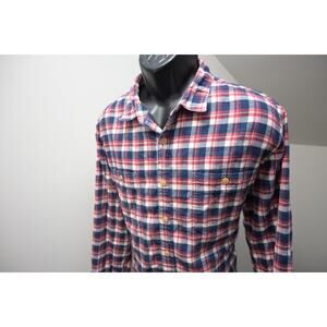 J Crew Mercantile Flannel Camp Shirt Button Up Plaid Long Sleeve Mens Sz XL